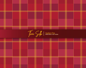 Decorative seamless pattern background. Inspired by Southern Thai silk pattern style called "Sarong Tarang". Colored in red and gold