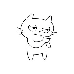 Cartoon cat with a smug expression and pointing gesture, showing a funny warning attitude 