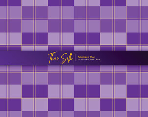 Decorative seamless pattern background. Inspired by Southern Thai silk pattern style called "Sarong Tarang". Colored in violet and gold.