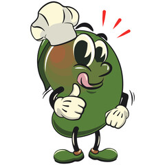 Obraz premium manggo retro vektor illustration mascot character as chef give thumbs up, work of hand drawn