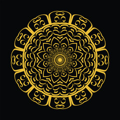 Elaborate vintage gold floral mandala design with an antique round lace pattern