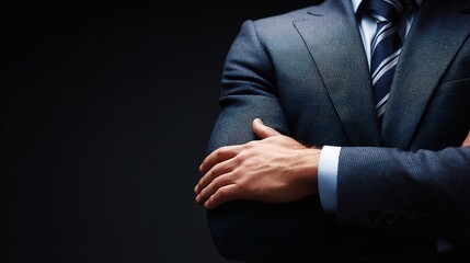 Confident Business Director in Formal Attire with Arms Crossed