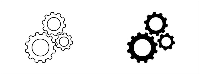 Gear icon collection. Gear Settings Sign, gear wheel. Function symbol. Settings Vector Illustration Icon