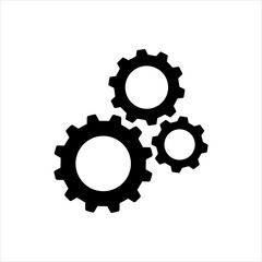 Black settings gear icon. Simple glyph web symbol vector design and illustration.
