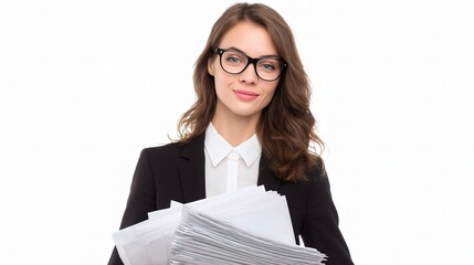 Confident Young Female Lawyer Holding Important Documents in Office