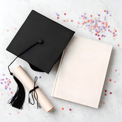 Celebrating Graduation Day: Caps, Diplomas, Tassels, and Academic Achievements in Style with Party Decor, Confetti, and Proud Moments at University and College Ceremonies