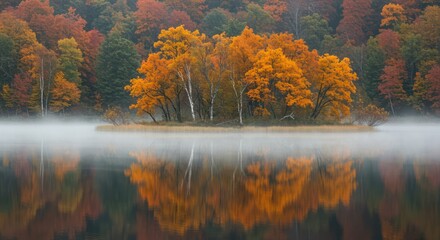 autumn landscape with lake By Generated AI