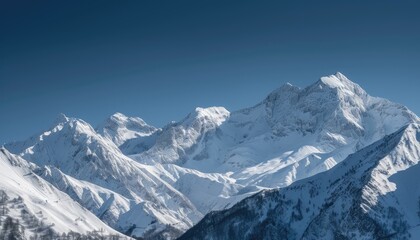 Majestic Snow-Capped Mountain Peaks at Sunrise