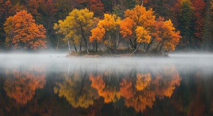 autumn landscape with lake By Generated AI
