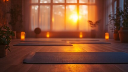 Group therapy session in progress with yoga mats and exercise instructions, soft ambient lighting
