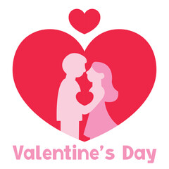 Romantic Valentine's Day Illustration with Couple Inside Heart