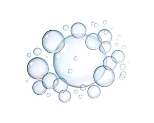 translucent bubbles digital art on white background