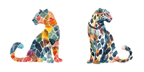 abstract color silhouette of leopard watercolor vector illustration © Dar