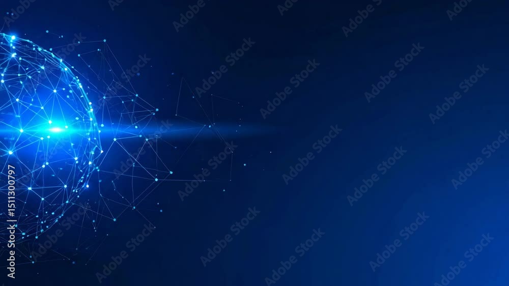 Poster sphere with intricate network of connected lines representing technology and global connectivity