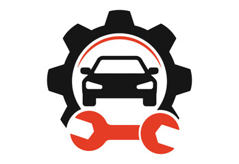 Auto Repair Gear Icon Car Maintenance Wrench Symbol Logo