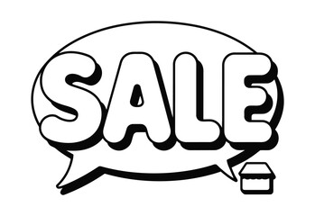 Sale Clipart Bubble Black and White Vector Icon