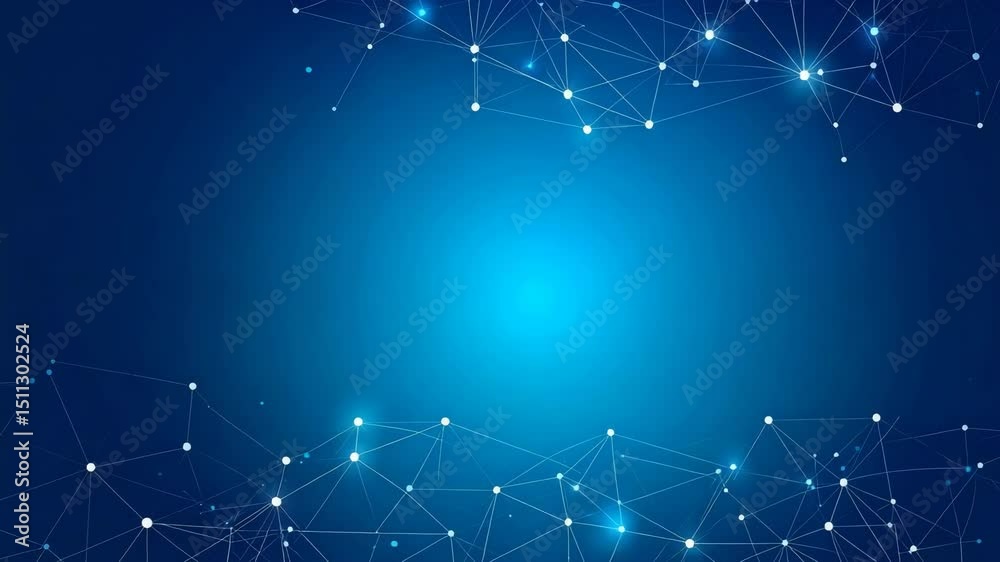 Poster abstract blue background featuring white lines and dots creating a modern graphic design element