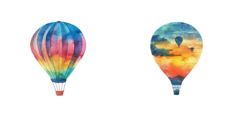 Naklejka premium abstract color silhouette of hot air balloon watercolor vector illustration