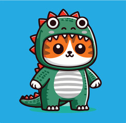 Adorable Shiba Inu in Green T-Rex Outfit – Funny Pet Vector Art - Cartoon Shiba Dressed as Dinosaur – Cute Animal Costume Design - Happy Shiba Inu in Dino Pajamas – Flat Style Pet Character