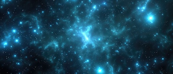 Obraz premium Twinkling Stars in Deep Blue Galaxy Space
