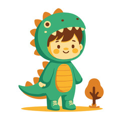 Funny Shiba Cosplaying Dinosaur – Cartoon Animal Costume Set - Kawaii Shiba Inu in Dino Kigurumi – Vector Art for Stickers - Smiling Shiba in Dinosaur Hoodie– Flat Vector Dog Illustration