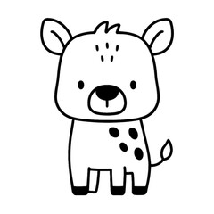 Obraz premium Cute Baby Hyena Cartoon: An adorable cartoon illustration of a baby hyena with simplistic design and endearing features, perfect for children's books, cards, or apparel.