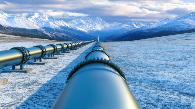Parallel gas pipelines on elevated rack system running through industrial zone