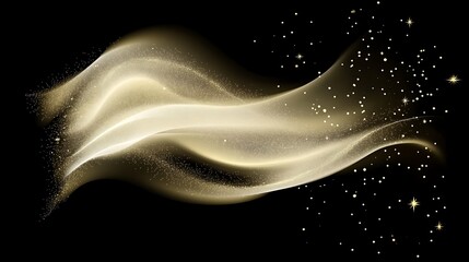 Abstract golden waves on black background (11)