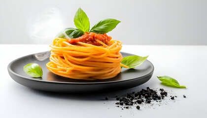Spaghetti nest with tomato sauce