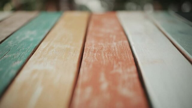 Colorful pastel wood plank background texture with linear parallel patterns