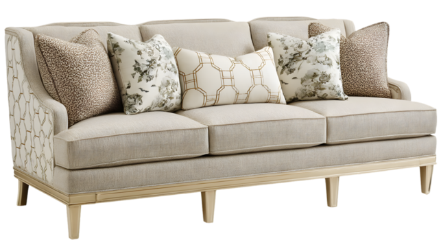 Stylish Living Room Furniture Isolated on White Backdrop