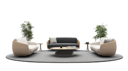 modern office waiting area interior on white background