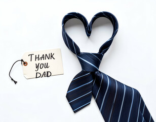 Heartfelt Father's Day Gift Striped Tie in Heart Shape with 'Thank You Dad' Tag