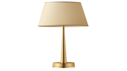 modern table lamp with brass base on white background