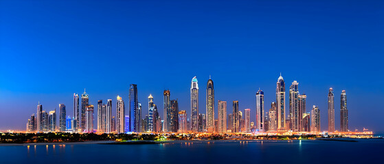 Obraz premium Illuminated Dubai Skyline at Night