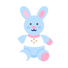 Obraz premium Cute plush toy hare illustration for nursery and gift graphics