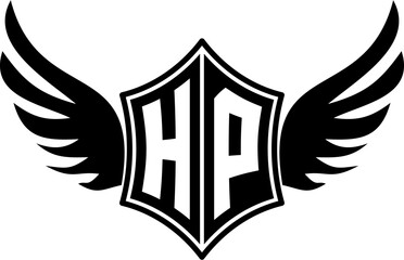 HP logo emblem with winged and shield template