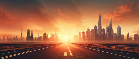 Majestic Urban Skyline at Sunrise
