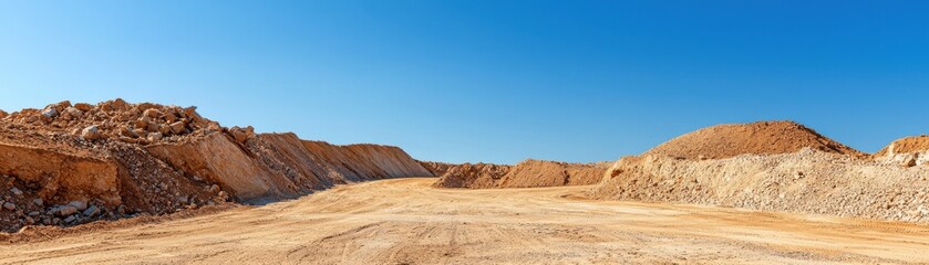 Vast Open Construction Site Under Clear Sky in Bright Daylight