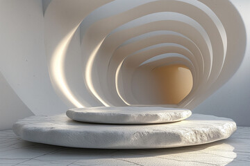 Obraz premium A white stone sculpture with a curved surface