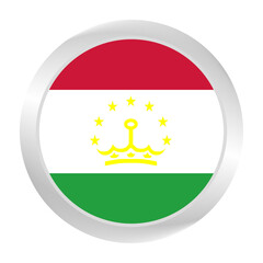 Obraz premium Flag of Tajikistan. Circle flag icon logo. Round flag. Flag icon. Standard color. Digital illustration. Vector illustration. 