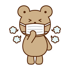 くしゃみをするくまのかわいいイラスト（花粉症・風邪・体調不良）