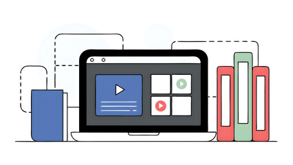 e learning icon on a virtual screen in a laptop concept learning  training digital online and course education webinar technology library on the internet website lesson learning e book 44825055 1