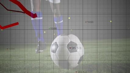 Athlete shifting weight causing soccer ball fade then dribbling with sports analytics grid overlay - Powered by Adobe