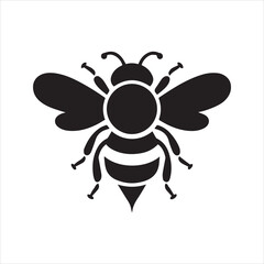 Bee Silhouette Icon – Cute Insect Vector Design