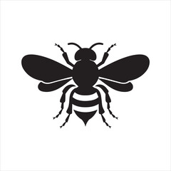 Bee Silhouette Icon – Cute Insect Vector Design