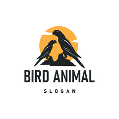Fototapeta premium design logo bird animal flying freedom freely in the wild with a black silhouette concept illustration symbol template