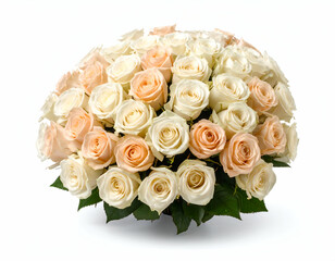 Obraz premium Romantic White and Blush Rose Bouquet Elegant Floral Arrangement