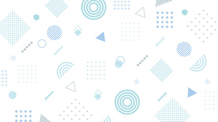 メンフィス　白背景　青　水色　幾何学　背景