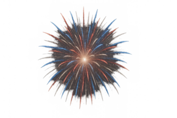Vibrant fireworks exploding against a transparent background, perfect for adding a festive touch to any project